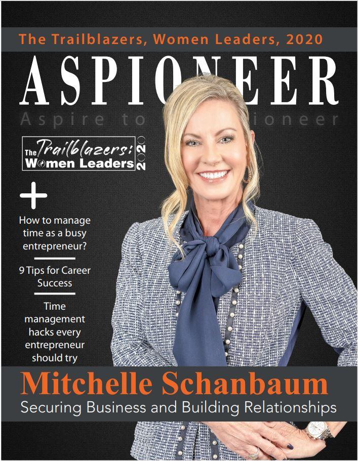 S3 Security CEO, Mitchelle Schanbaum, on the cover of Aspioneer magazine.